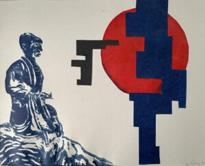 De monnik | 2026 | 36x46 | lino/collage