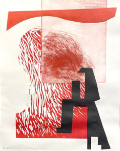 Uit het oog uit het hart | 2026 | 47x37 | ets/lino/collage