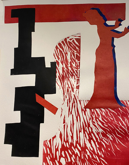 Zangeres | 2026 | 43x35 | lino/collage